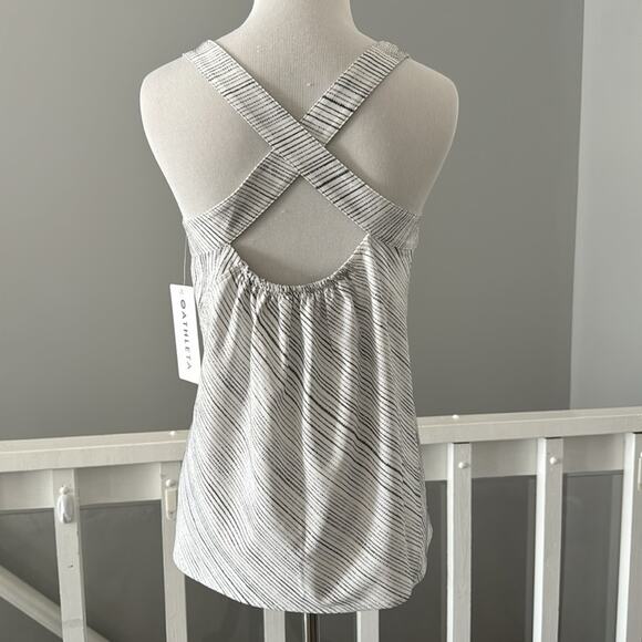 NWT Athleta Arrival Tank Amara Stripe White / Black Cross Back Size XS - Picture 4 of 8